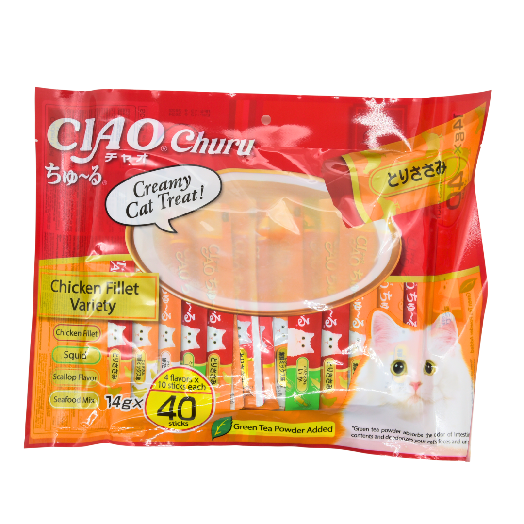 [SYD]CIAO Chu-ru Variety Chicken Tenderloin Variety 40pc 560g (pet food)