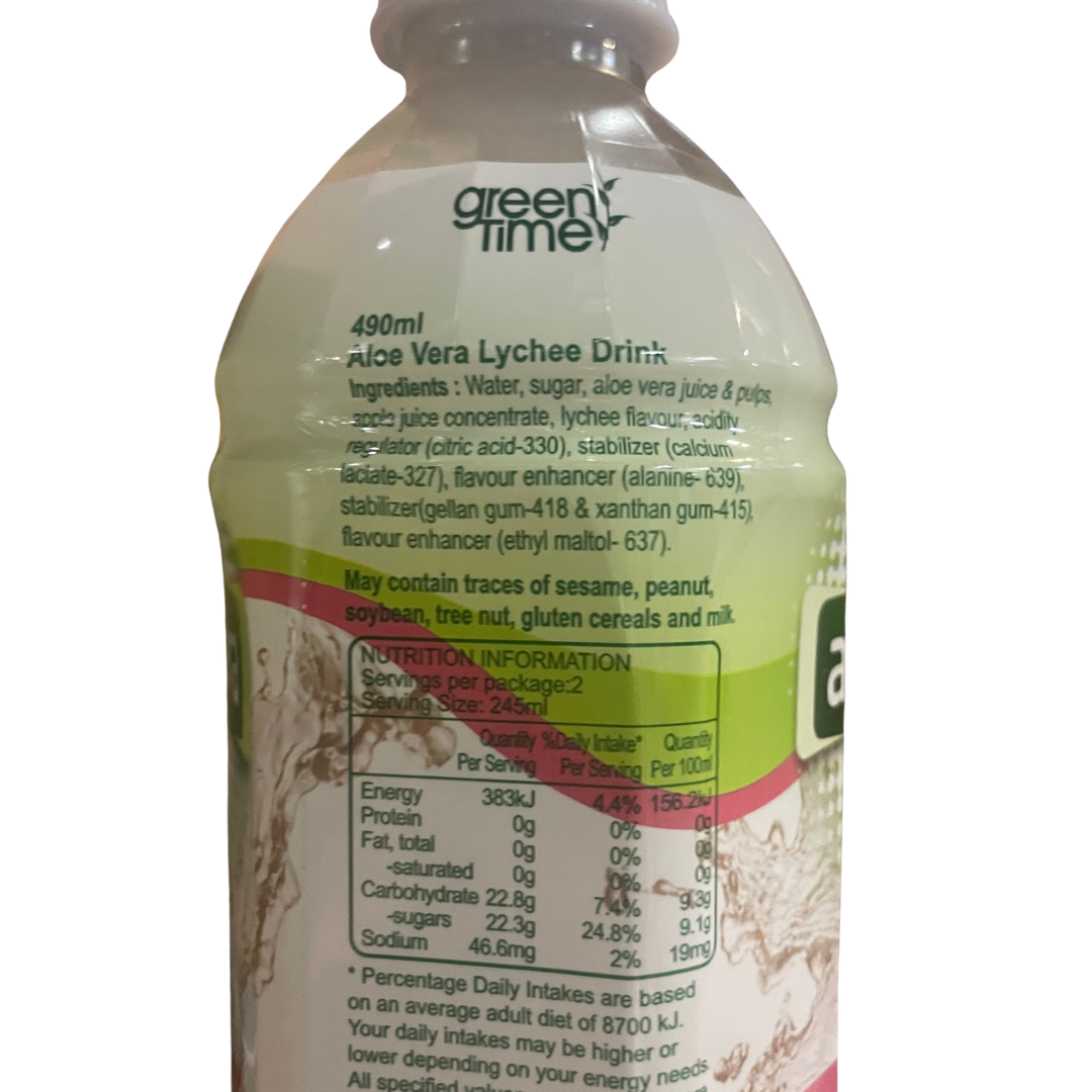 [SYD]GREEN TIME Aloe Vera Drink Lychee 490ml x 24ea
